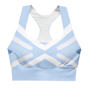 Hot Brass Apparel Longline sports bra – Graphic Code Blue
